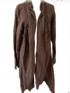 bryn Walker 100% Linen Kai Jacket Brown Lightweight Open  Cardigan